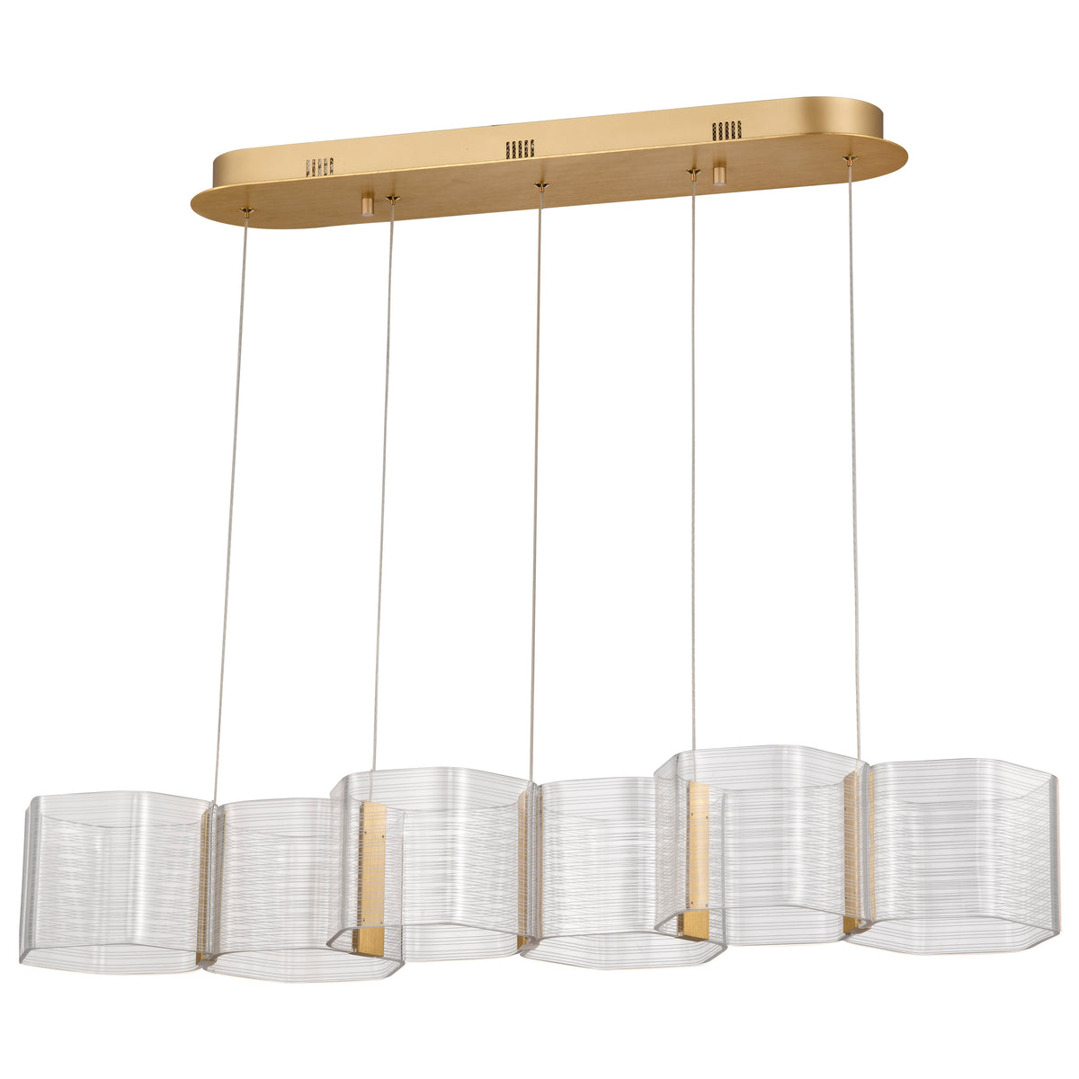 Kenzo - LED 6 Light Island Pendant - Polished Anodized Bronze Finish - Light Guide Panel product image