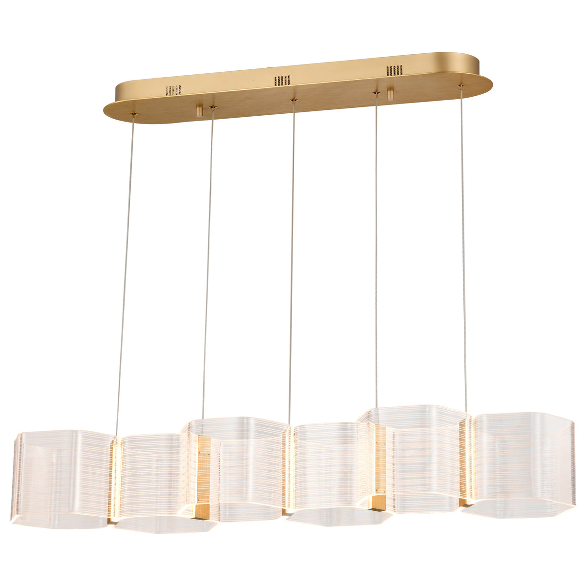 Kenzo - LED 6 Light Island Pendant - Polished Anodized Bronze Finish - Light Guide Panel