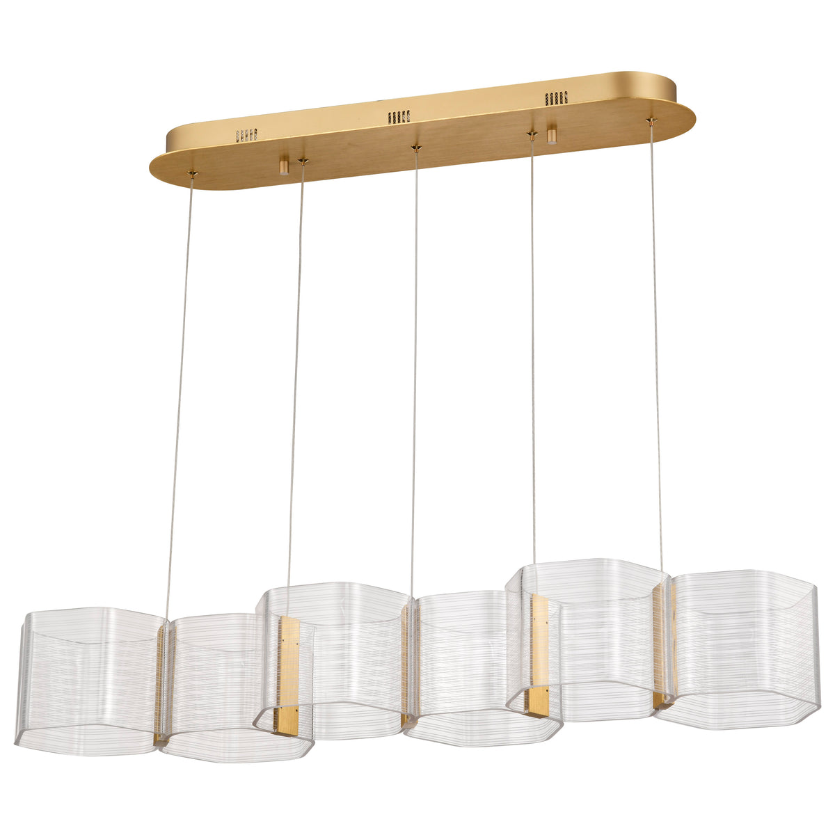 Kenzo - LED 6 Light Island Pendant - Polished Anodized Bronze Finish - Light Guide Panel