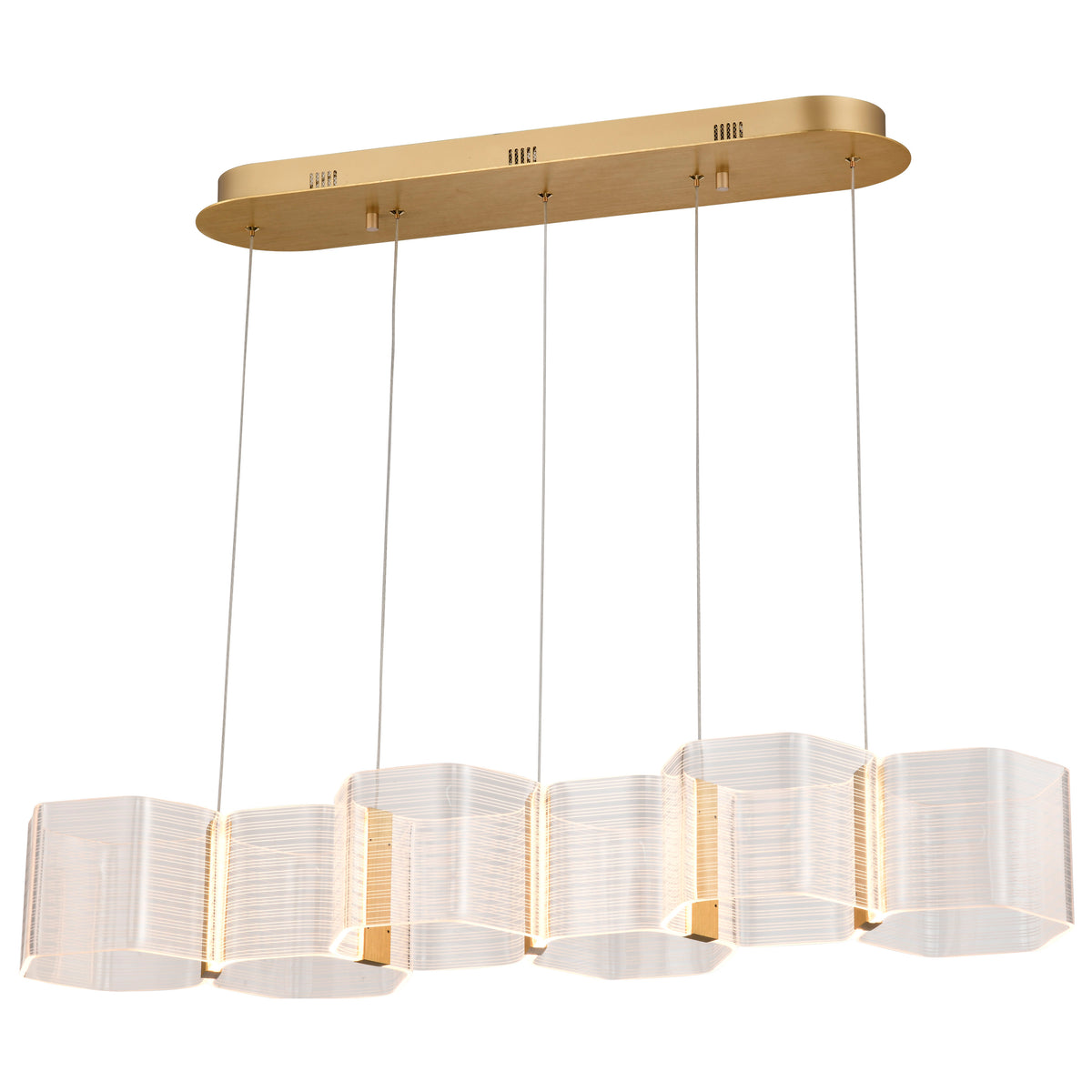 Kenzo - LED 6 Light Island Pendant - Polished Anodized Bronze Finish - Light Guide Panel