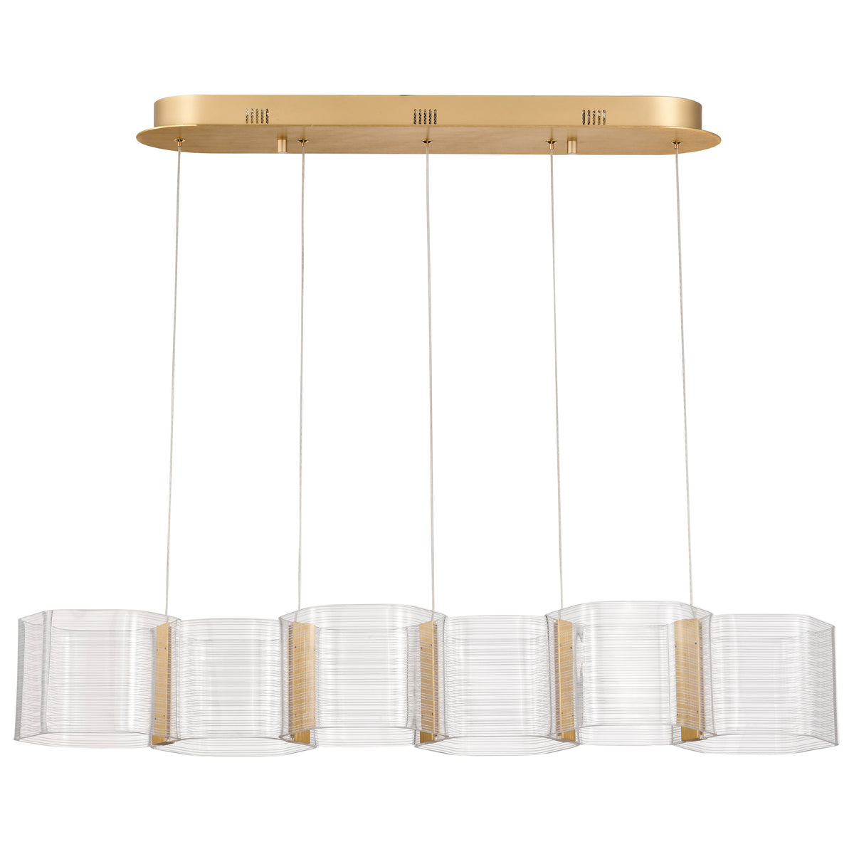 Kenzo - LED 6 Light Island Pendant - Polished Anodized Bronze Finish - Light Guide Panel