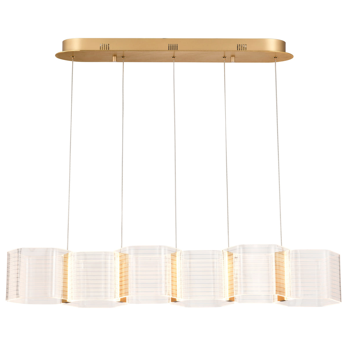 Kenzo - LED 6 Light Island Pendant - Polished Anodized Bronze Finish - Light Guide Panel