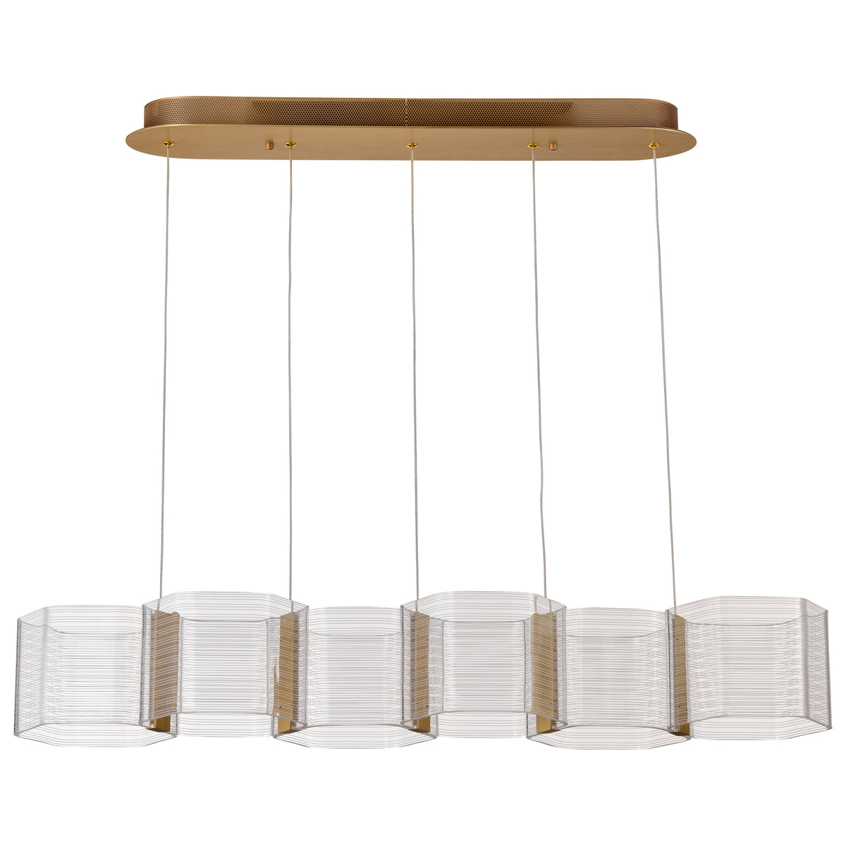 Kenzo - LED 6 Light Island Pendant - Polished Anodized Bronze Finish - Light Guide Panel