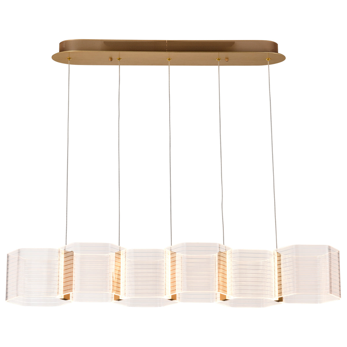 Kenzo - LED 6 Light Island Pendant - Polished Anodized Bronze Finish - Light Guide Panel