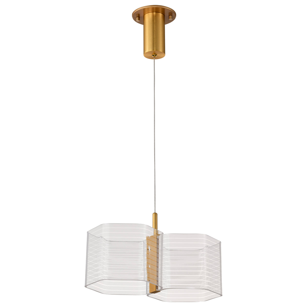 Kenzo - LED 2 Light Mini Pendant - Polished Anodized Bronze Finish - Light Guide Panel for commercial spaces and hospitality