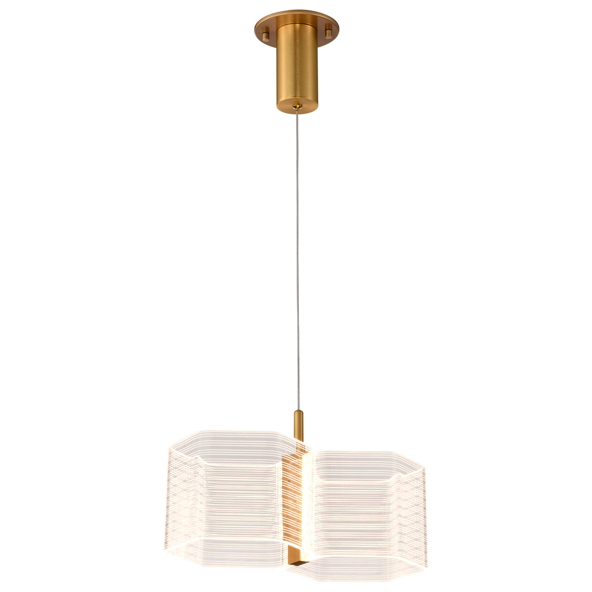 Kenzo - LED 2 Light Mini Pendant - Polished Anodized Bronze Finish - Light Guide Panel
