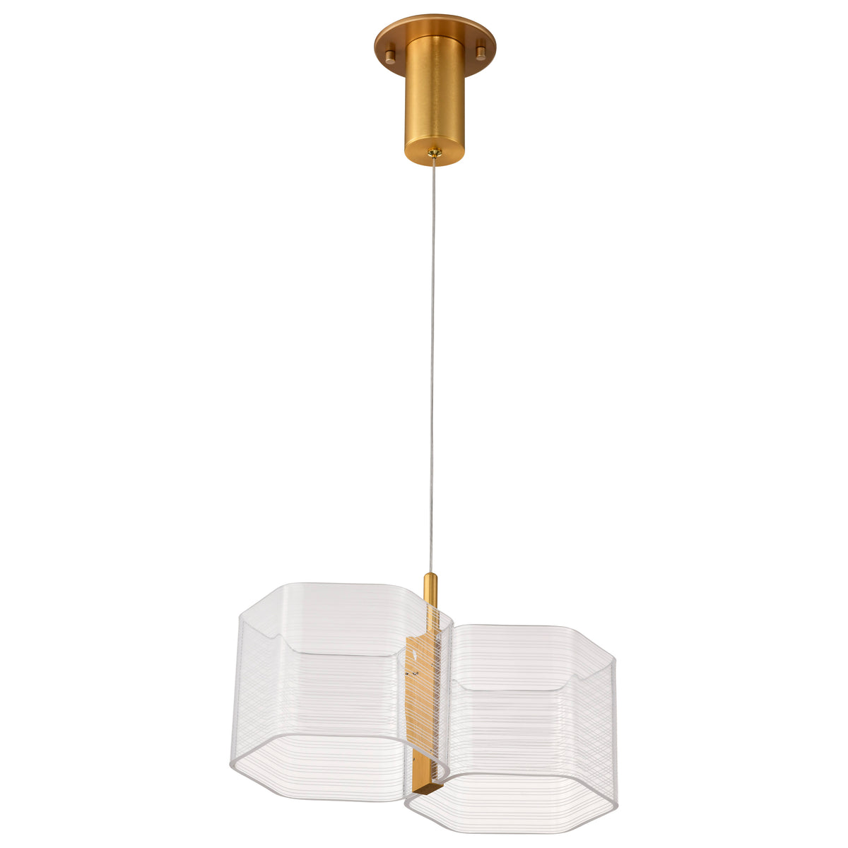 Kenzo - LED 2 Light Mini Pendant - Polished Anodized Bronze Finish - Light Guide Panel