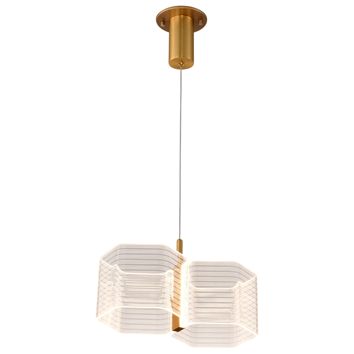 Kenzo - LED 2 Light Mini Pendant - Polished Anodized Bronze Finish - Light Guide Panel