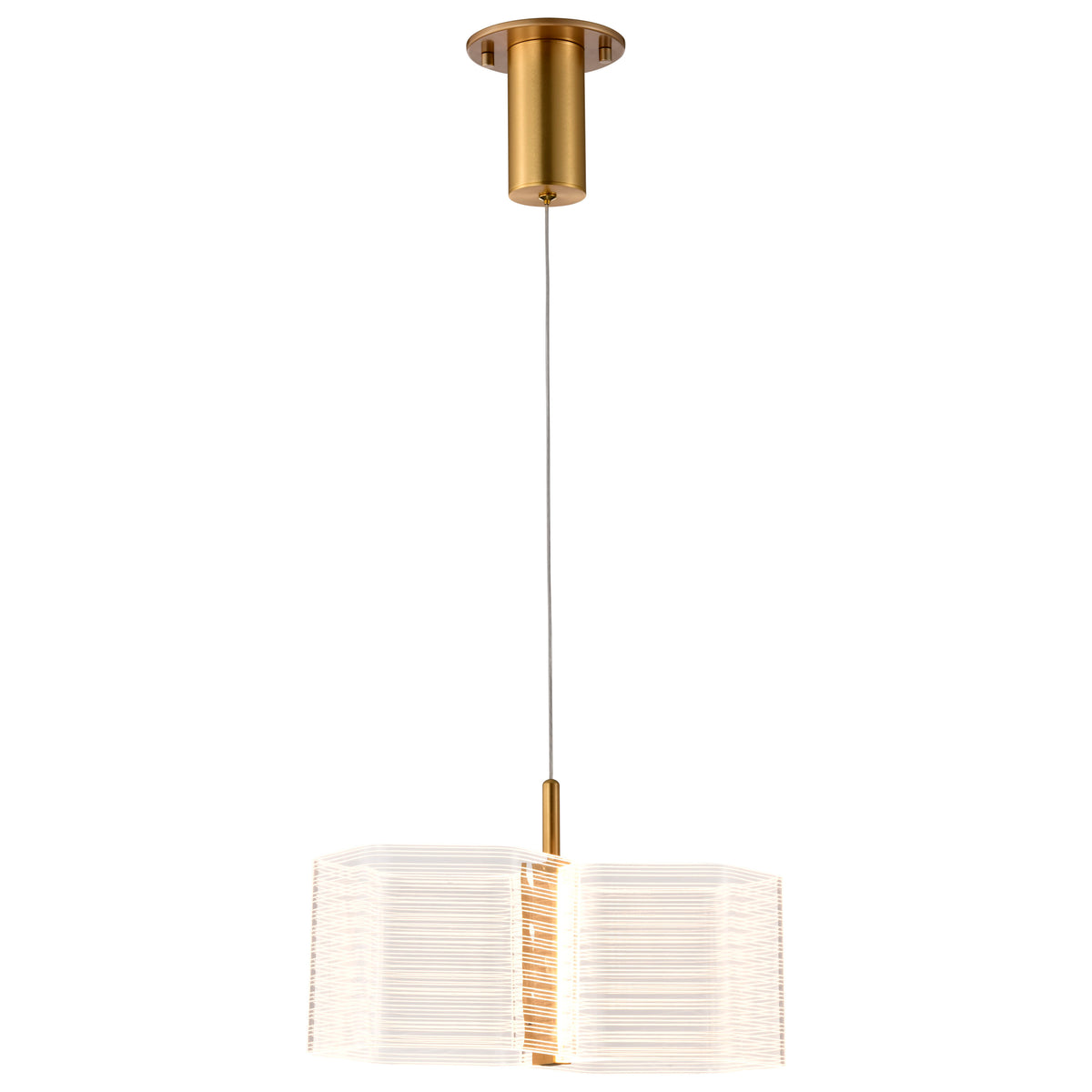 Kenzo - LED 2 Light Mini Pendant - Polished Anodized Bronze Finish - Light Guide Panel