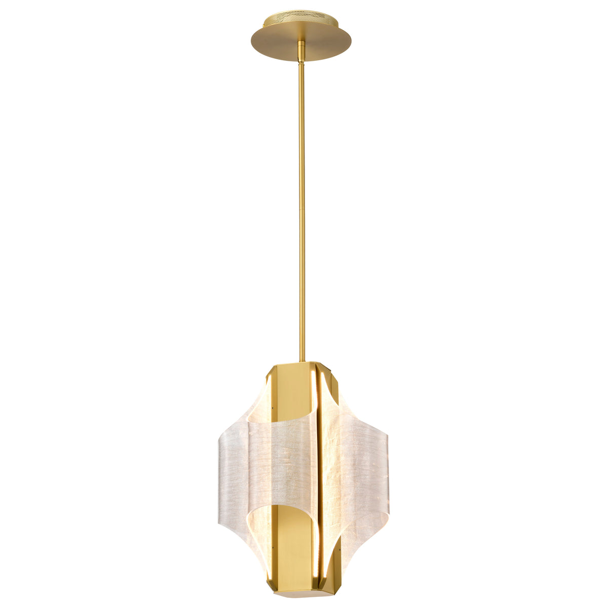 Idris - LED 4 Light Pendant - Vintage Brass Finish - Light Guide Panels