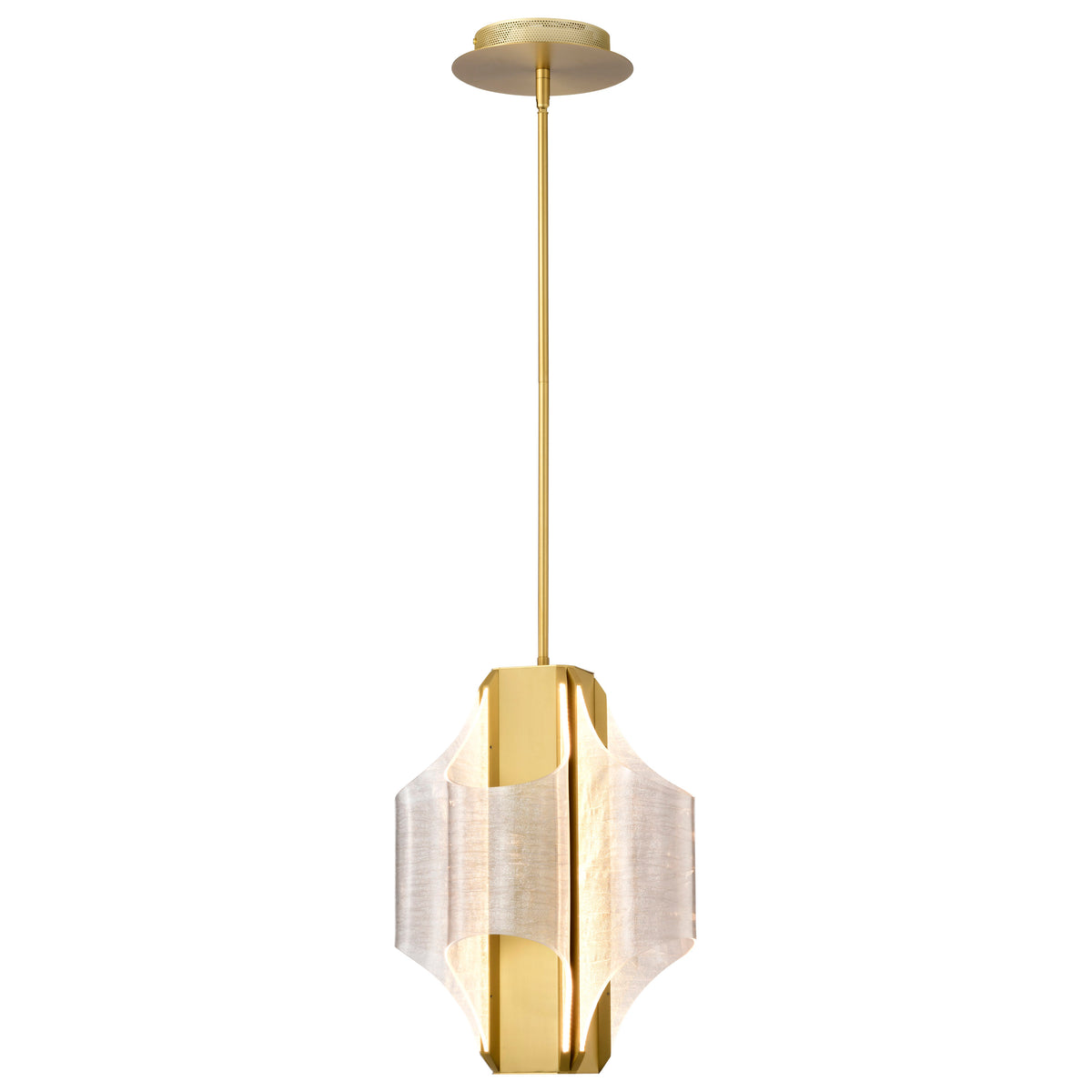 Idris - LED 4 Light Pendant - Vintage Brass Finish - Light Guide Panels