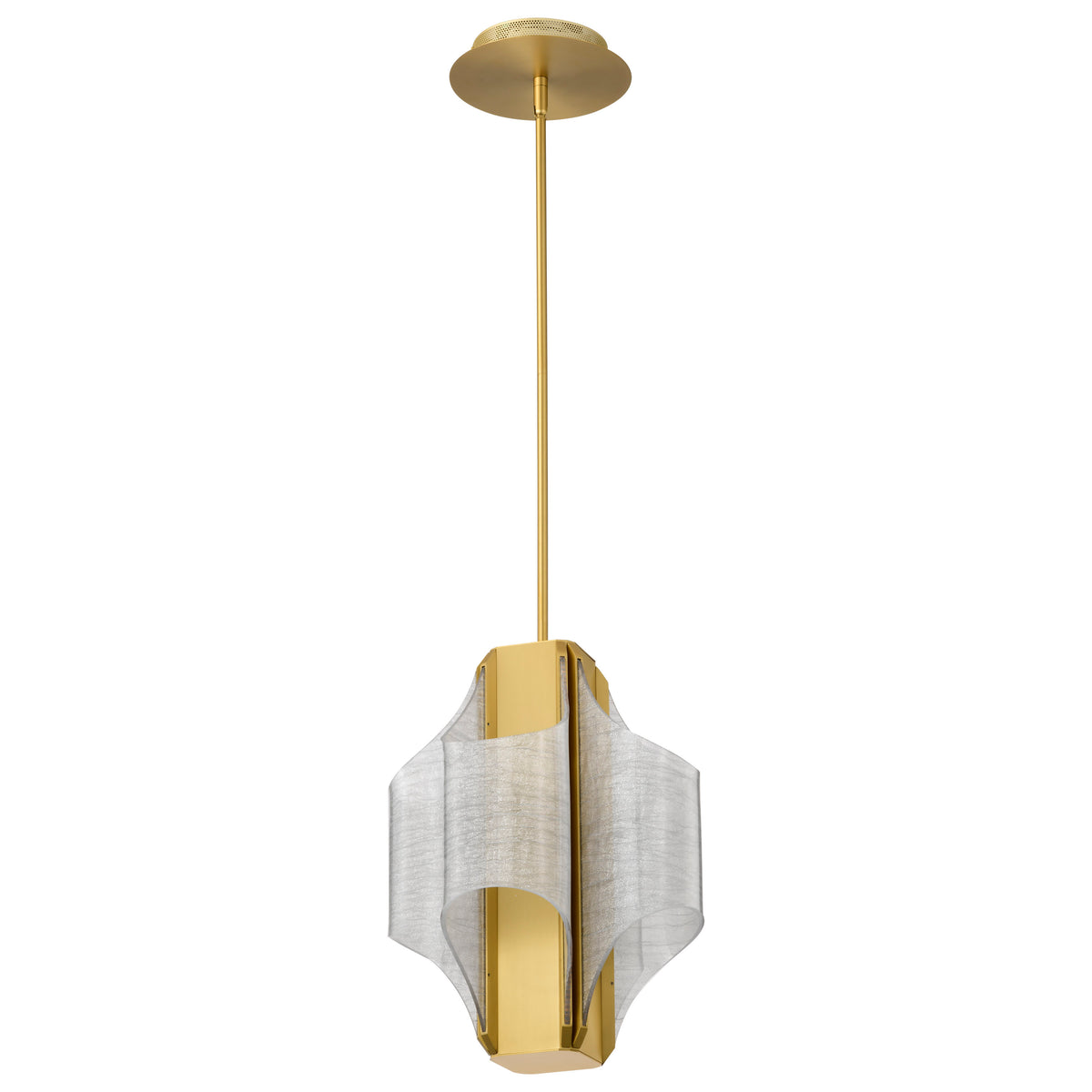 Idris - LED 4 Light Pendant - Vintage Brass Finish - Light Guide Panels