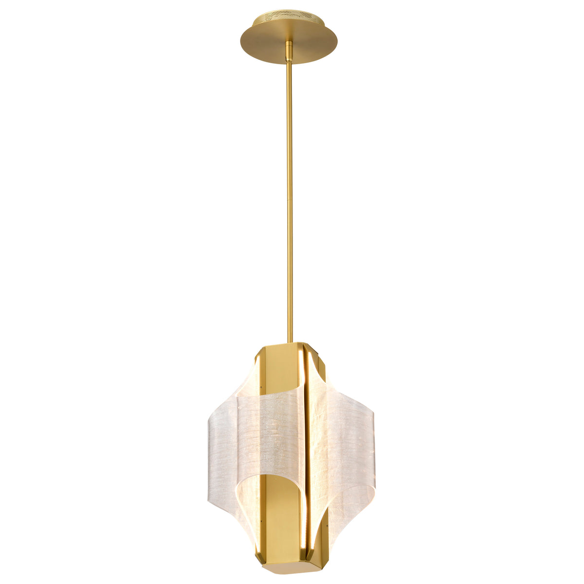 Idris - LED 4 Light Pendant - Vintage Brass Finish - Light Guide Panels