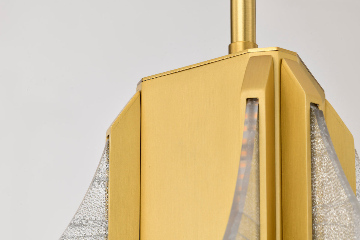 Idris - LED 3 Light Pendant - Vintage Brass Finish - Light Guide Panels