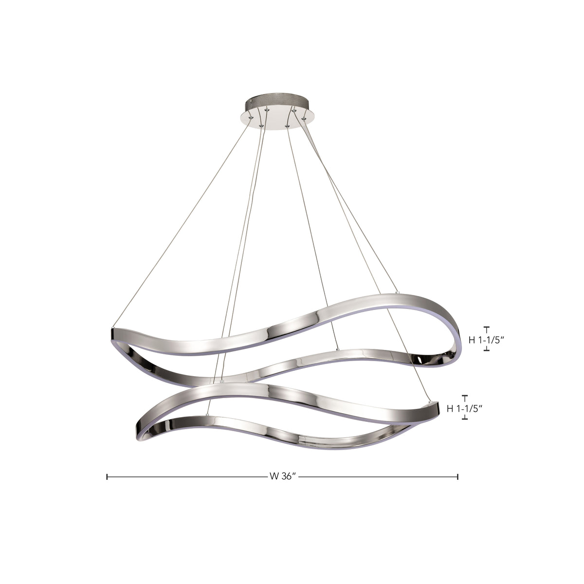 Sylas - 36 Inch LED Pendant - Polished Nickel Finish bulb or fixture view