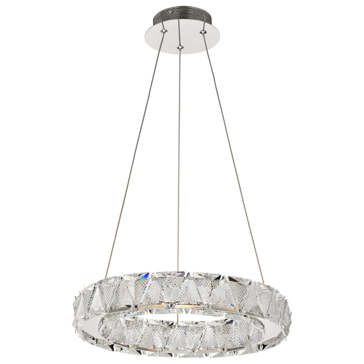 Asher - LED 15 Inch Pendant - Polished Nickel Finish - K9 Crystal lighting product