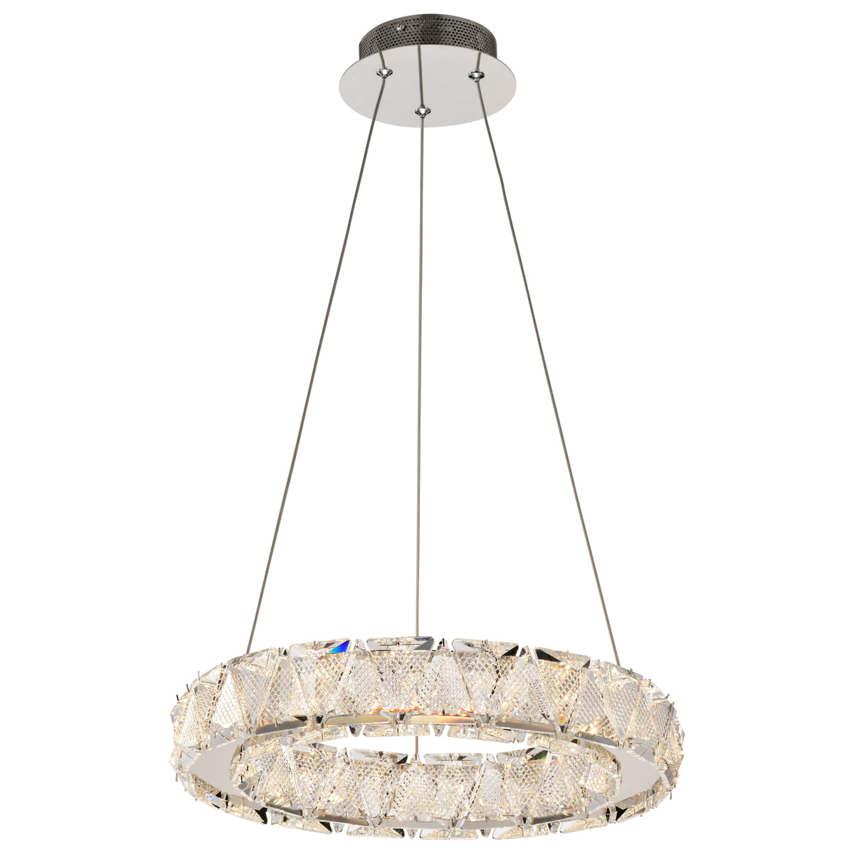 Asher - LED 15 Inch Pendant - Polished Nickel Finish - K9 Crystal