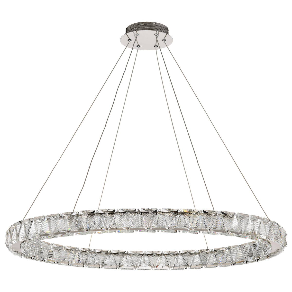 Asher - LED 36 Inch Round Pendant - Polished Nickel Finish - K9 Crystal for ceiling fixtures and commercial spaces