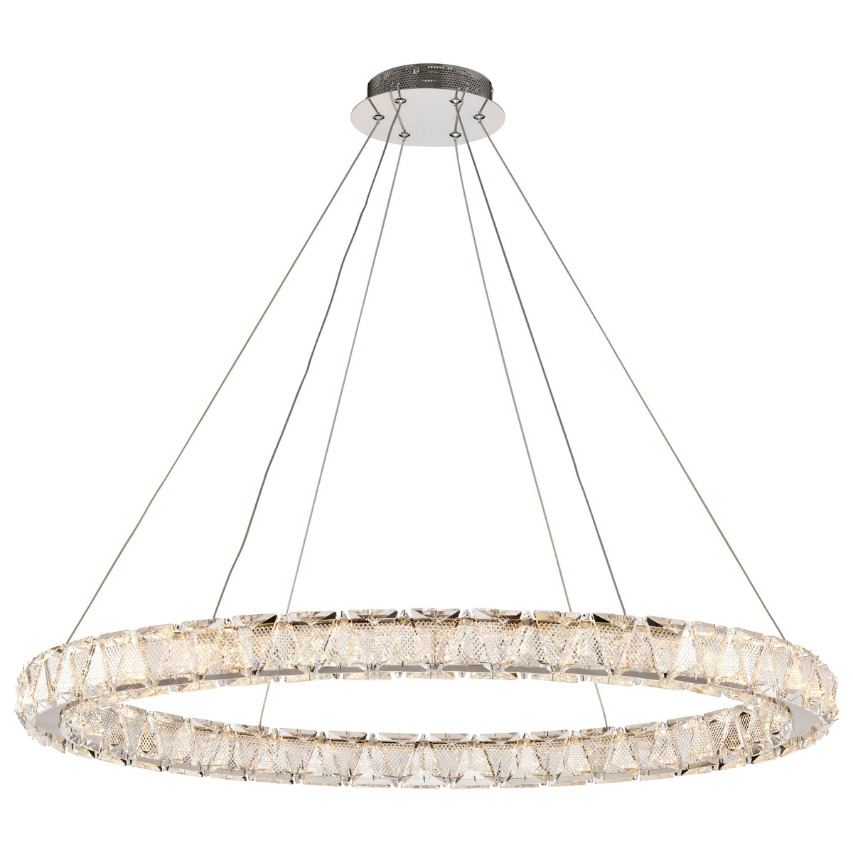 Asher - LED 36 Inch Round Pendant - Polished Nickel Finish - K9 Crystal