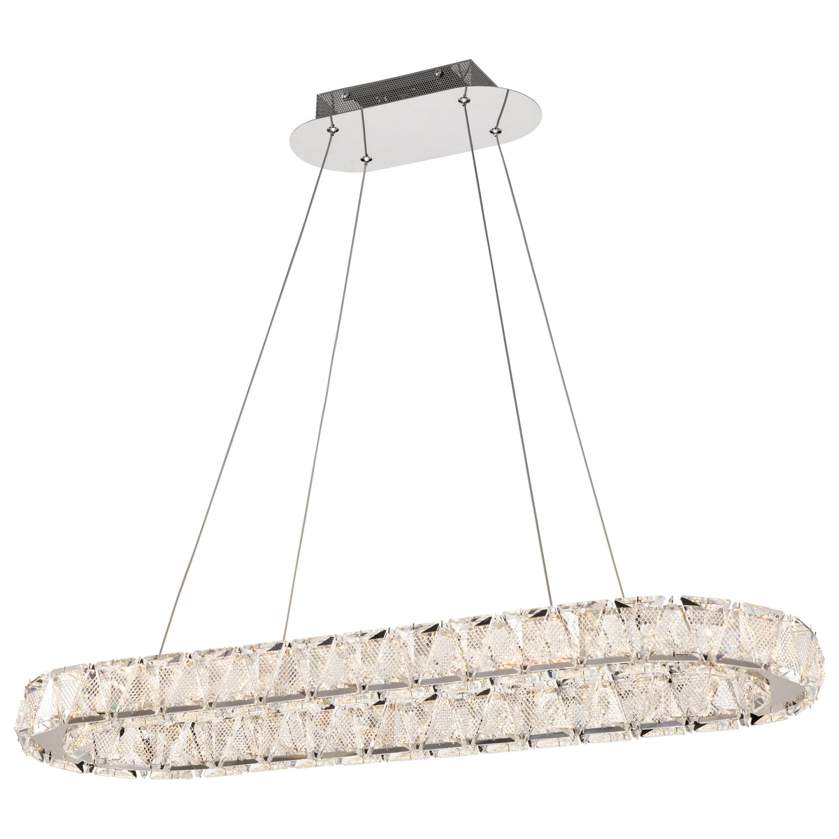 Asher - LED 36 Inch Oval Pendant - Polished Nickel Finish - K9 Crystal