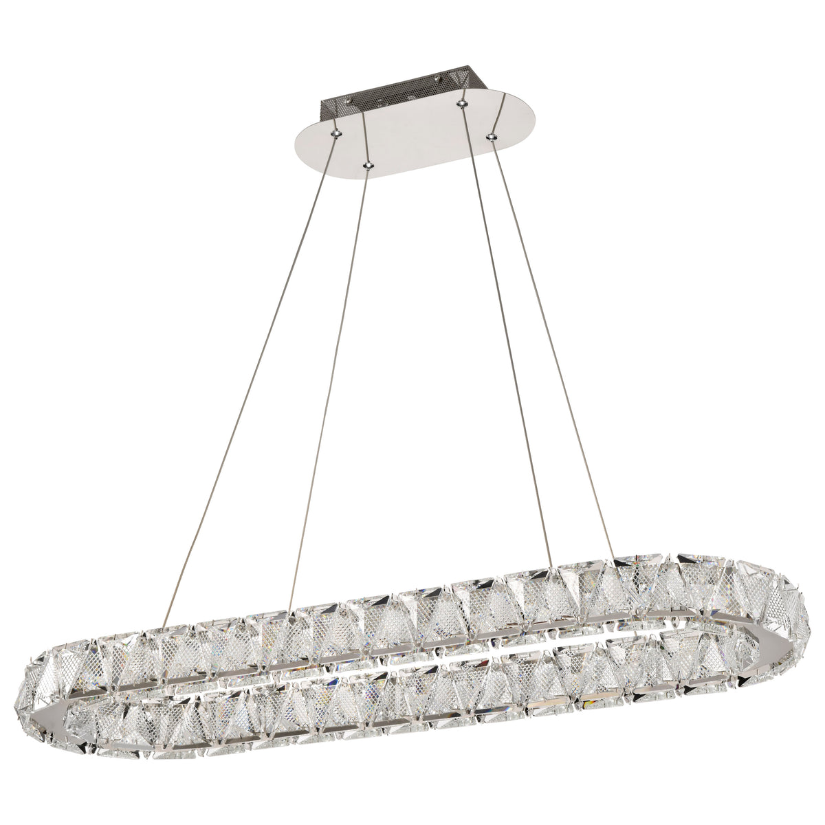 Asher - LED 36 Inch Oval Pendant - Polished Nickel Finish - K9 Crystal
