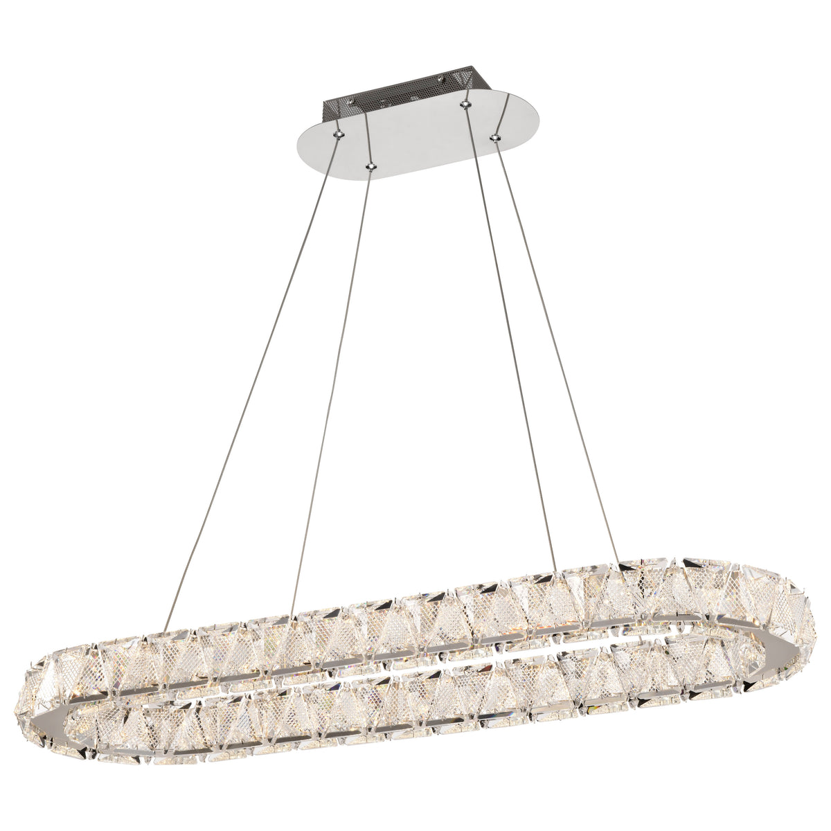 Asher - LED 36 Inch Oval Pendant - Polished Nickel Finish - K9 Crystal