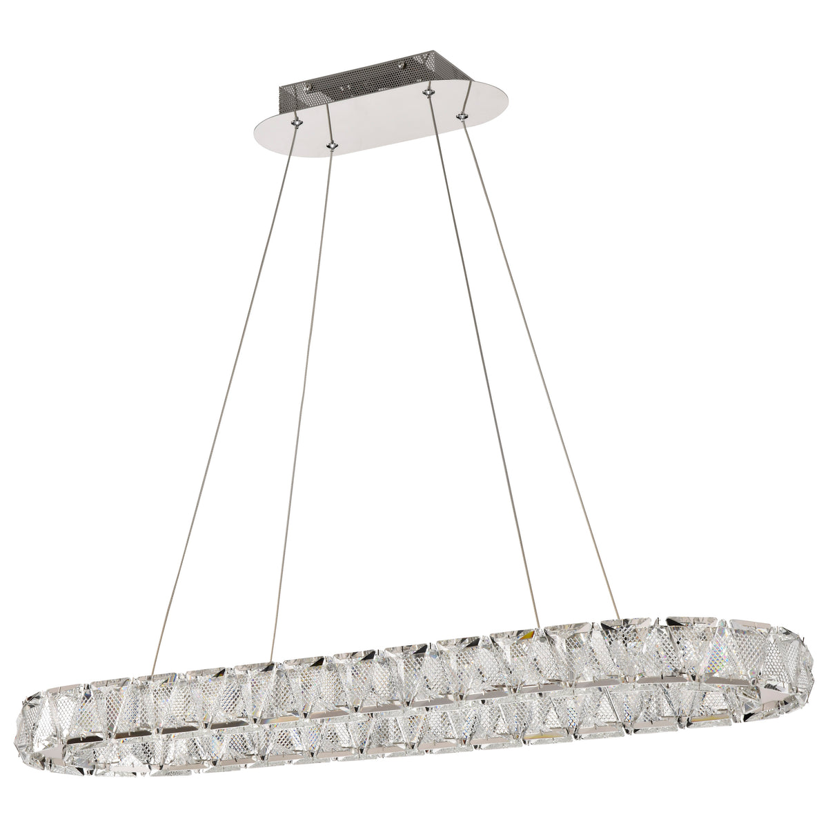 Asher - LED 36 Inch Oval Pendant - Polished Nickel Finish - K9 Crystal