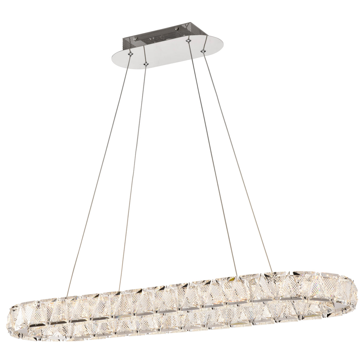 Asher - LED 36 Inch Oval Pendant - Polished Nickel Finish - K9 Crystal