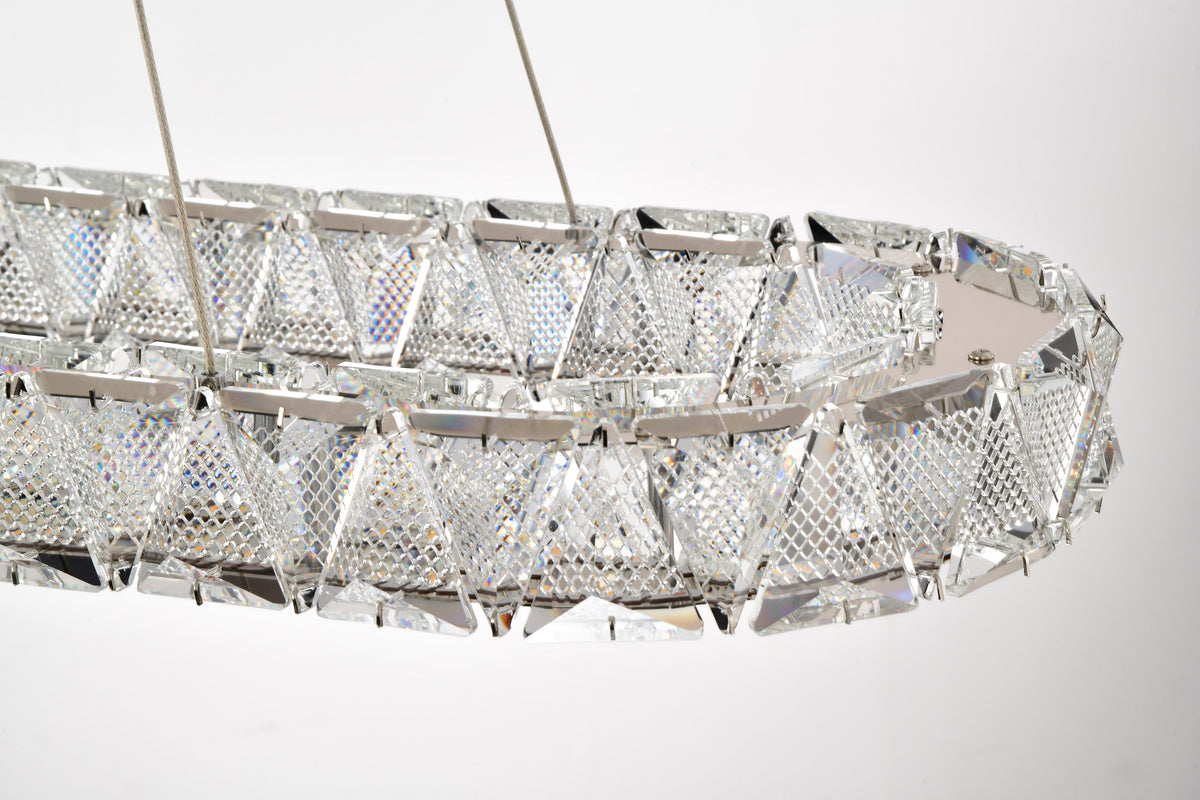 Asher - LED 36 Inch Oval Pendant - Polished Nickel Finish - K9 Crystal