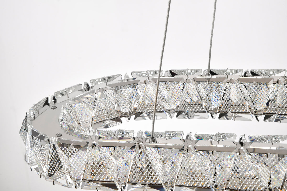 Asher - LED 36 Inch Oval Pendant - Polished Nickel Finish - K9 Crystal