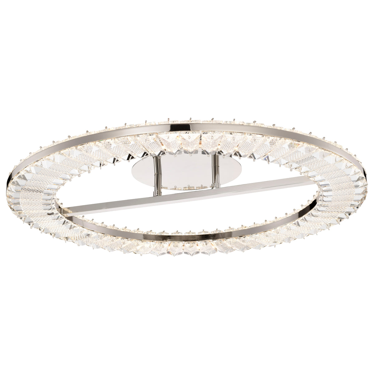Nova - LED 23 Inch Round Flush Mount - Polished Nickel Finish - K9 Crystal