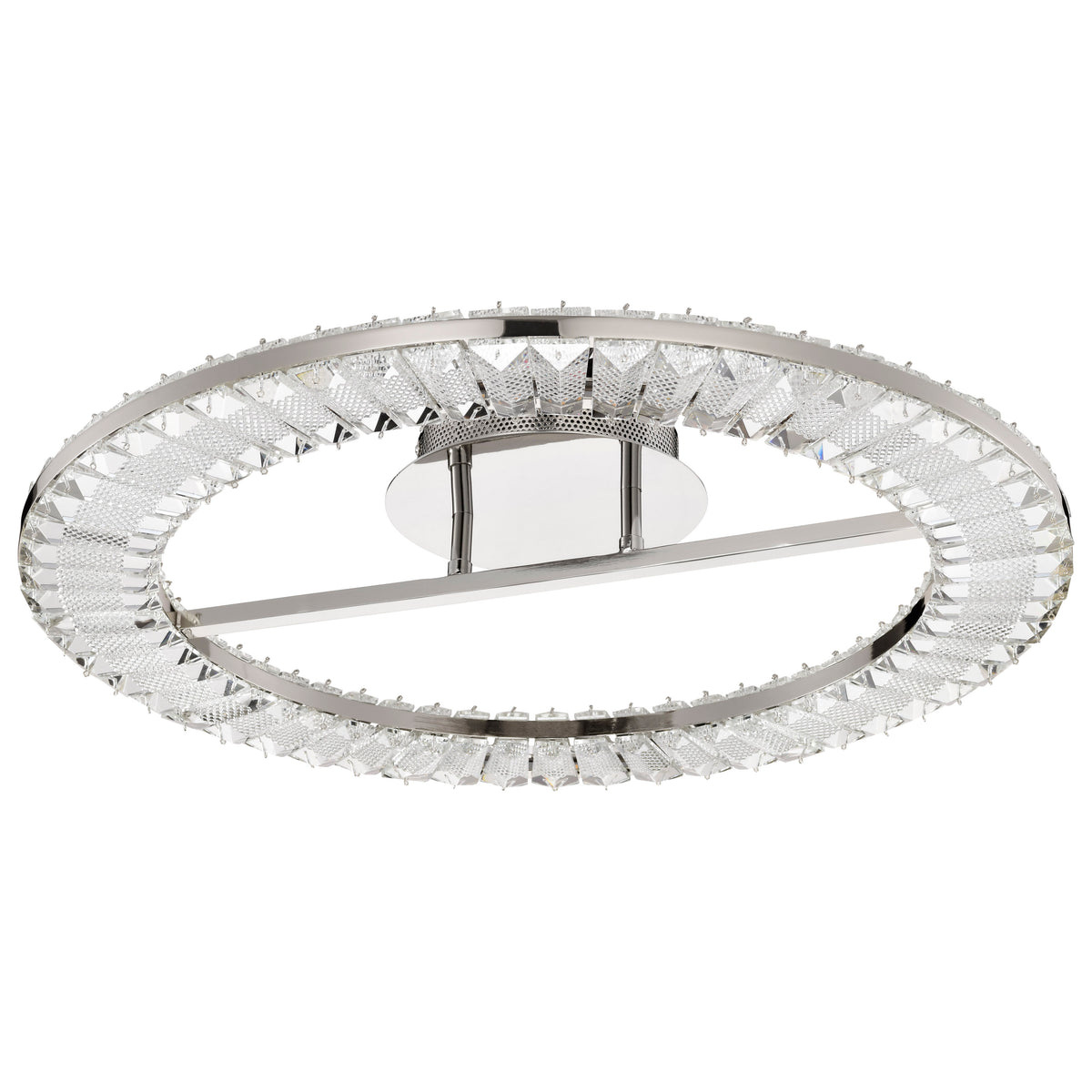 Nova - LED 23 Inch Round Flush Mount - Polished Nickel Finish - K9 Crystal