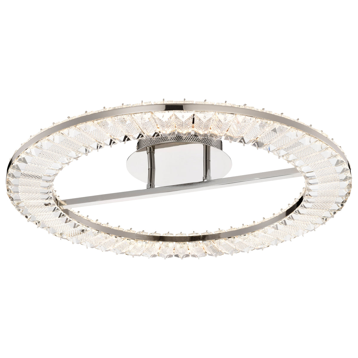 Nova - LED 23 Inch Round Flush Mount - Polished Nickel Finish - K9 Crystal