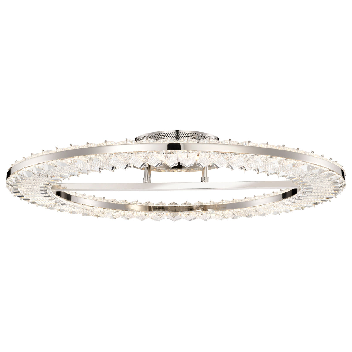 Nova - LED 23 Inch Round Flush Mount - Polished Nickel Finish - K9 Crystal