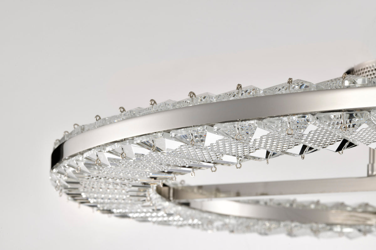 Nova - LED 23 Inch Round Flush Mount - Polished Nickel Finish - K9 Crystal