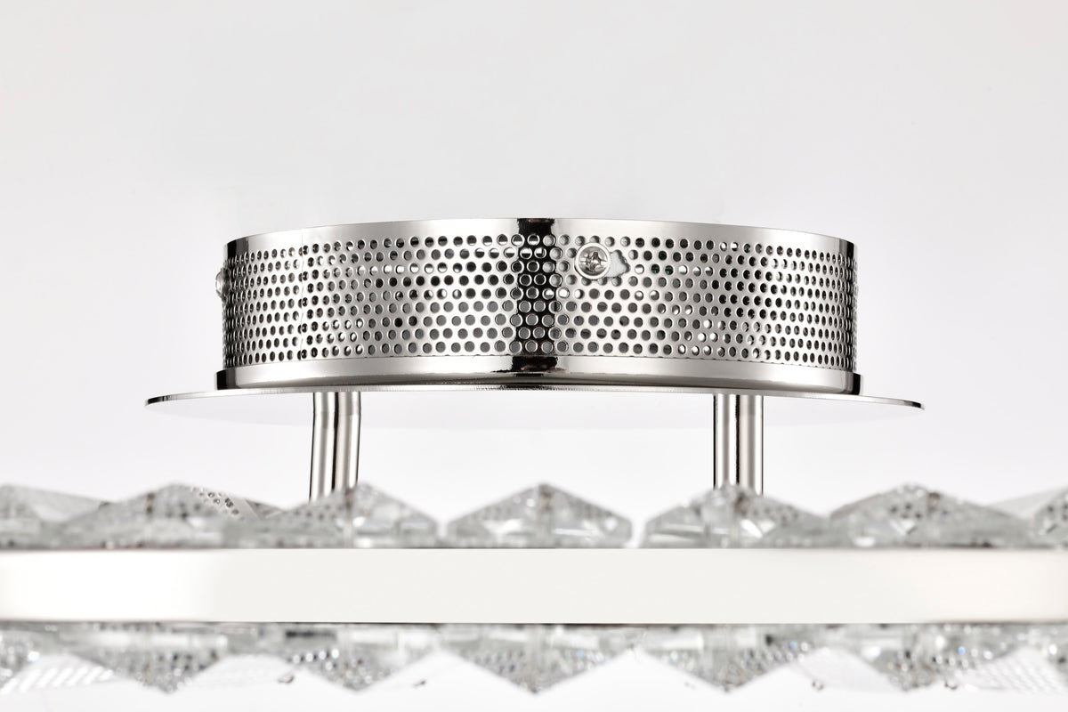 Nova - LED 23 Inch Round Flush Mount - Polished Nickel Finish - K9 Crystal