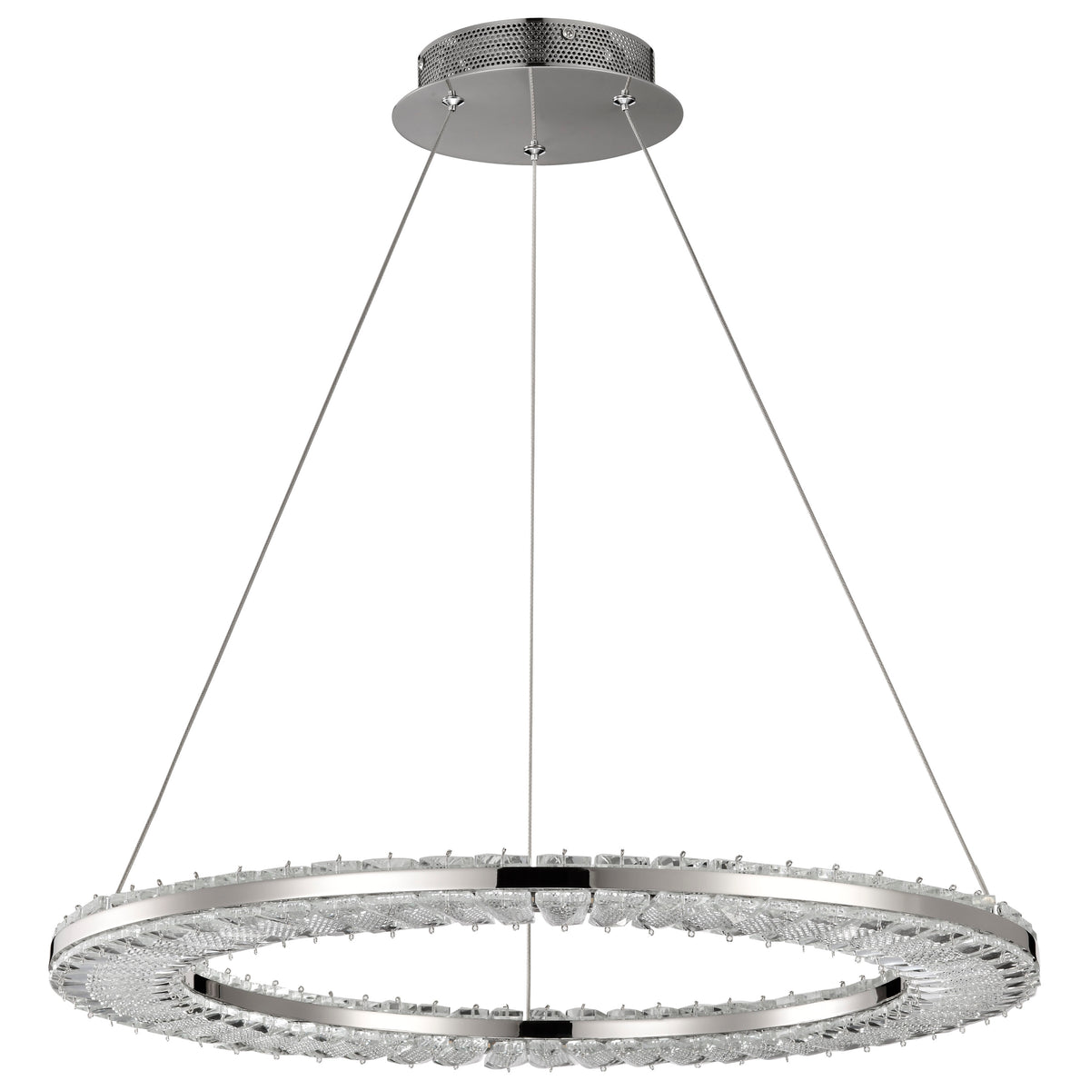 Nova - LED 23 Inch Round Pendant - Polished Nickel Finish - K9 Crystal