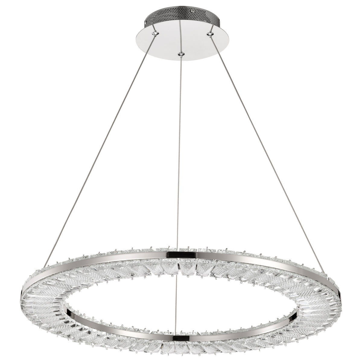 Nova - LED 23 Inch Round Pendant - Polished Nickel Finish - K9 Crystal