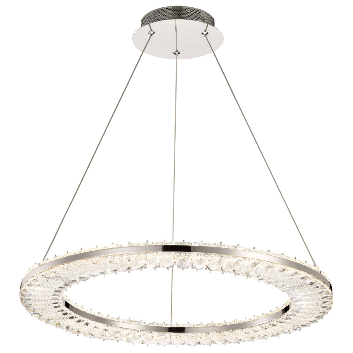 Nova - LED 23 Inch Round Pendant - Polished Nickel Finish - K9 Crystal