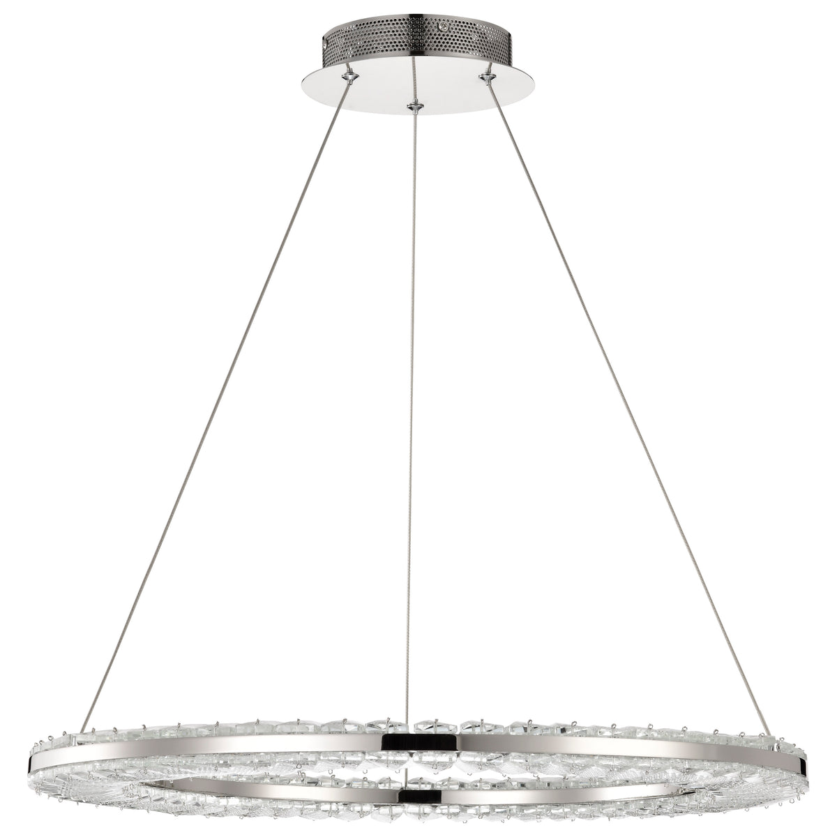 Nova - LED 23 Inch Round Pendant - Polished Nickel Finish - K9 Crystal