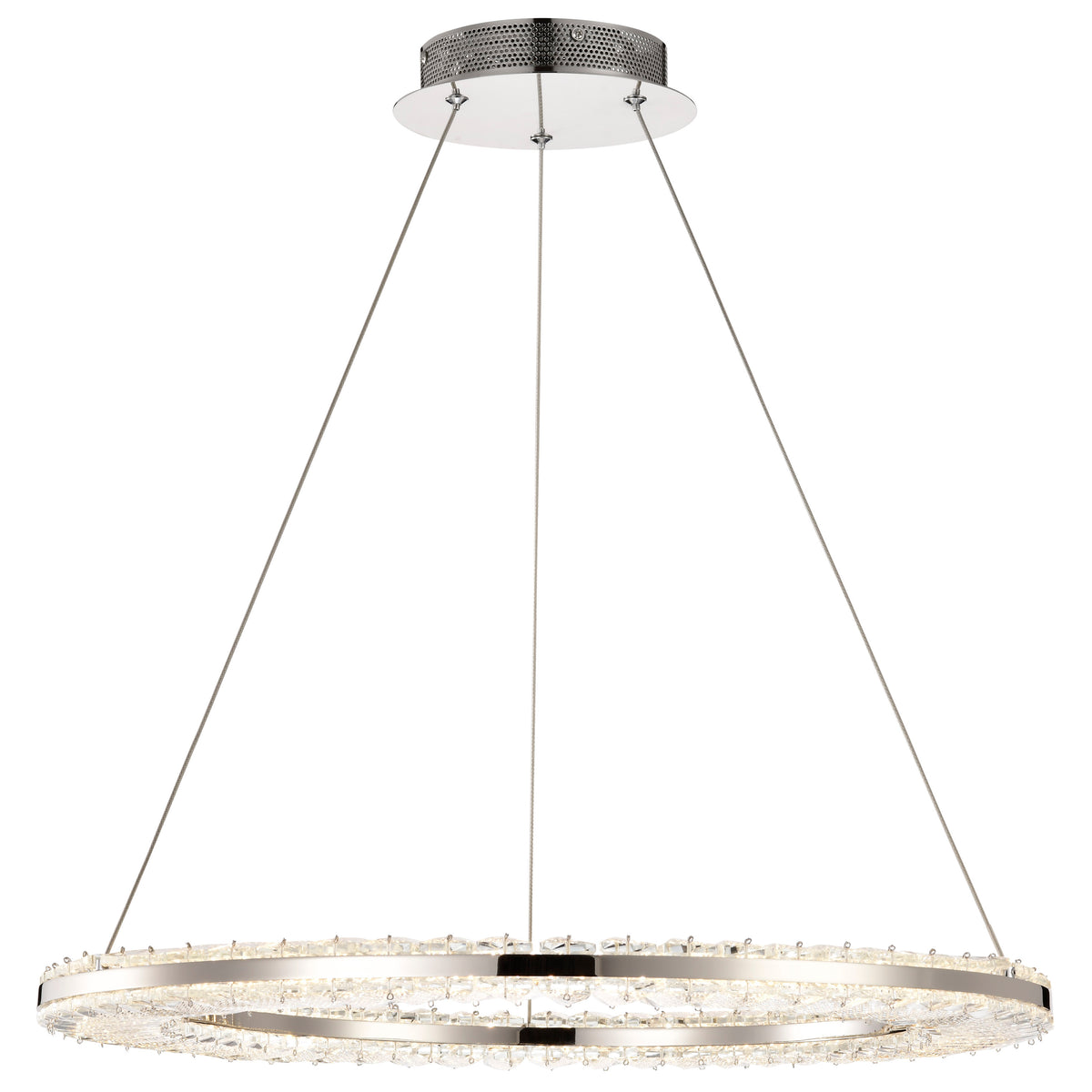 Nova - LED 23 Inch Round Pendant - Polished Nickel Finish - K9 Crystal