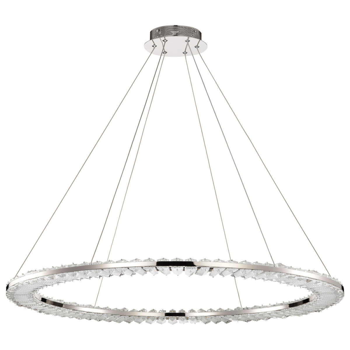 Nova - LED 36 Inch Round Pendant - Polished Nickel Finish - K9 Crystal product image