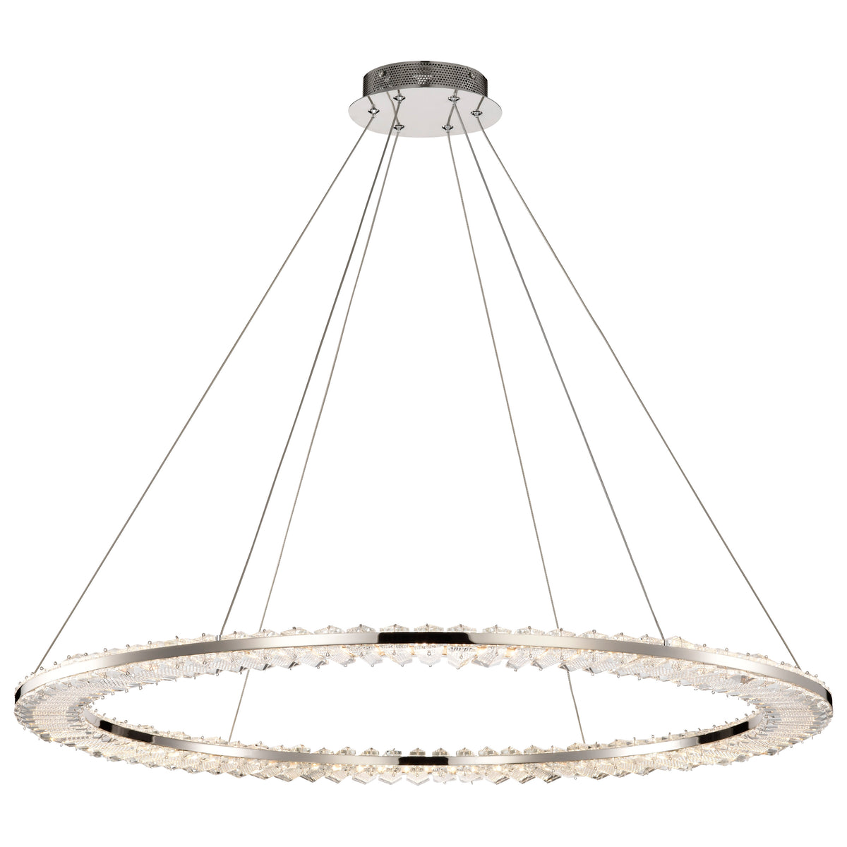 Nova - LED 36 Inch Round Pendant - Polished Nickel Finish - K9 Crystal