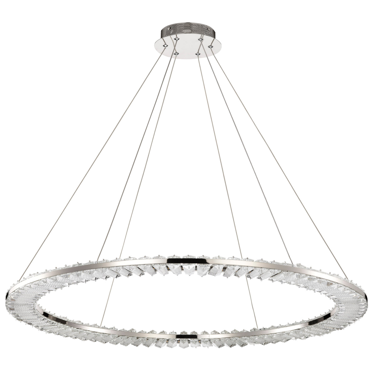 Nova - LED 36 Inch Round Pendant - Polished Nickel Finish - K9 Crystal