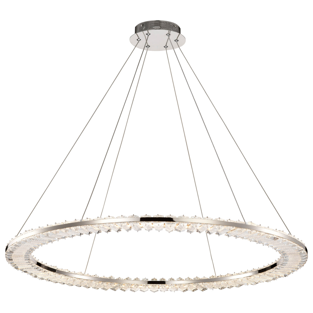 Nova - LED 36 Inch Round Pendant - Polished Nickel Finish - K9 Crystal