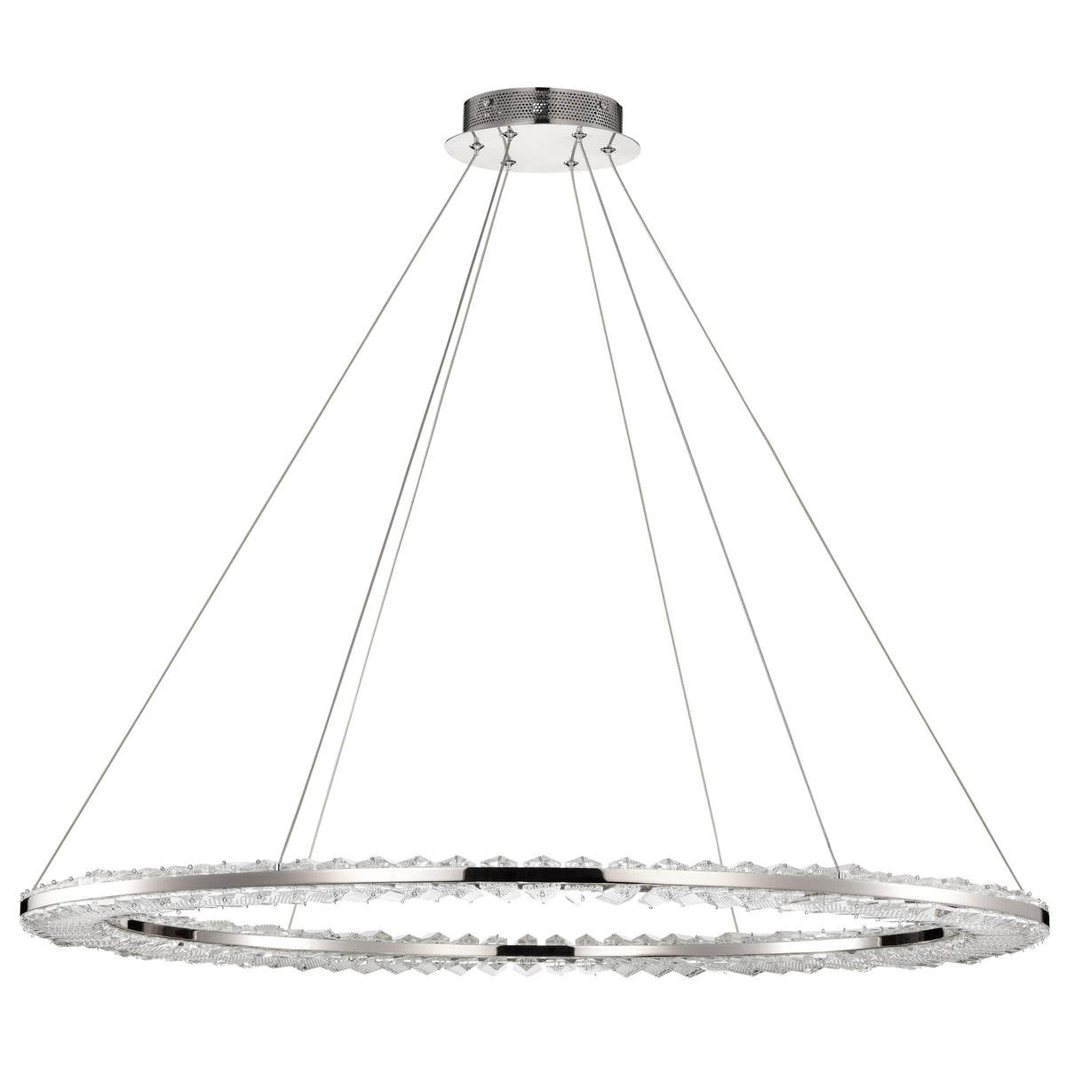 Nova - LED 36 Inch Round Pendant - Polished Nickel Finish - K9 Crystal