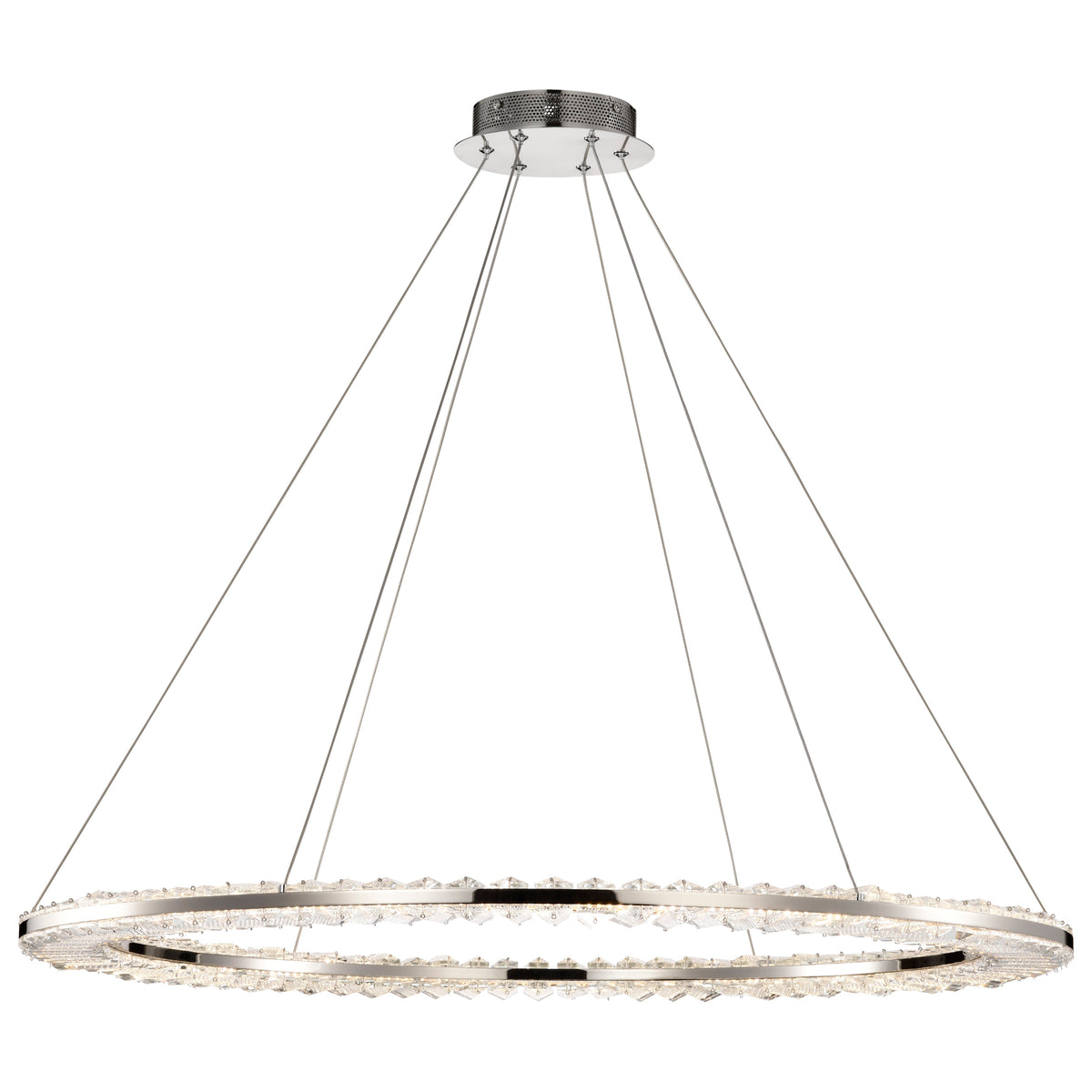 Nova - LED 36 Inch Round Pendant - Polished Nickel Finish - K9 Crystal