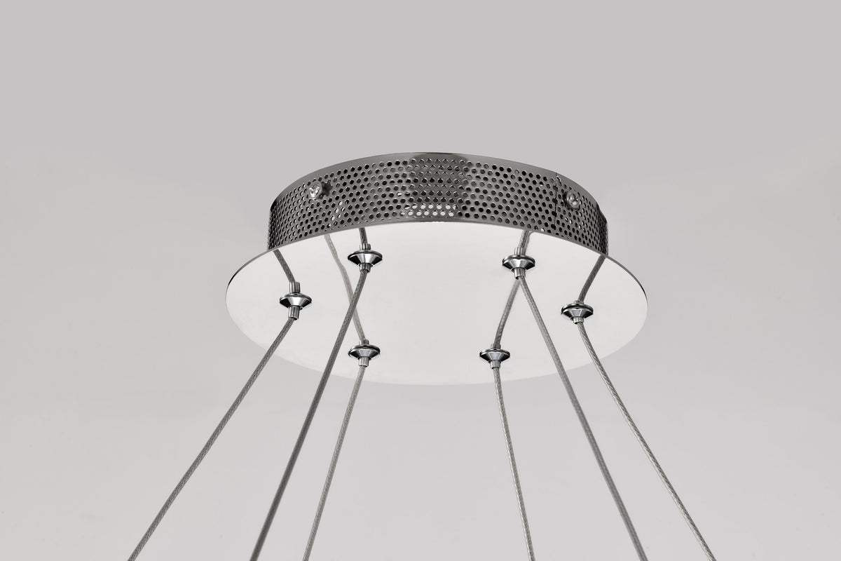 Nova - LED 36 Inch Round Pendant - Polished Nickel Finish - K9 Crystal