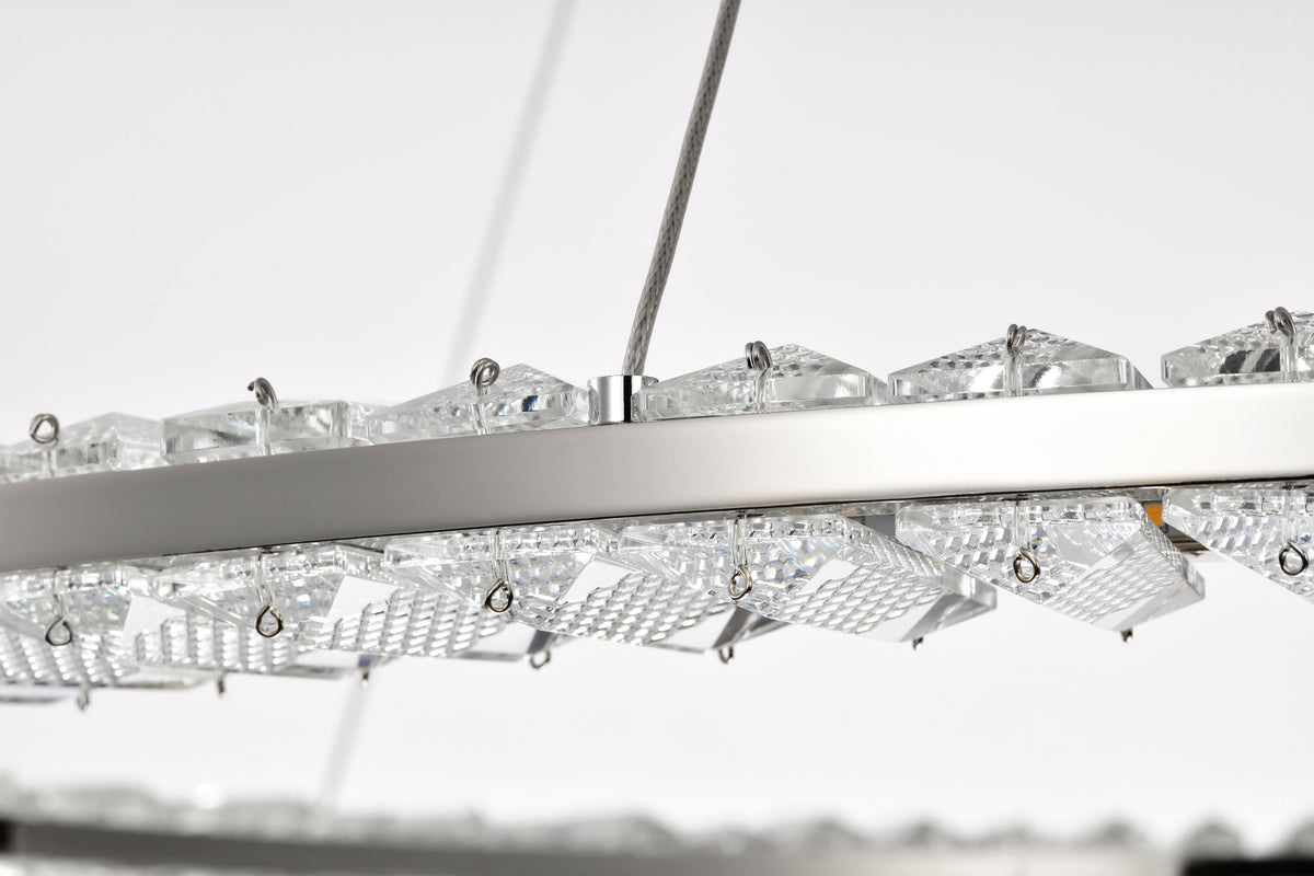 Nova - LED 36 Inch Round Pendant - Polished Nickel Finish - K9 Crystal