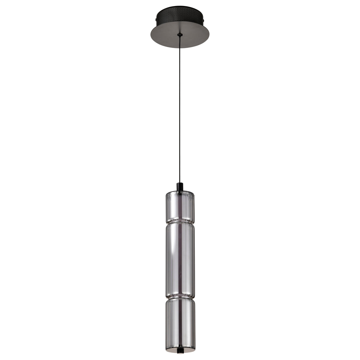Evander - LED 16 Inch Mini Pendant - Matte Black Finish - Smoked Glass